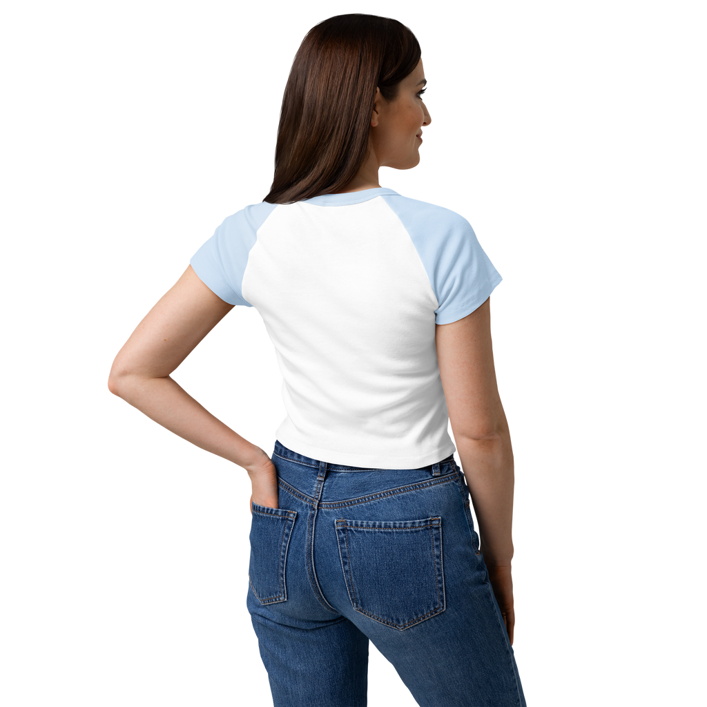 Legendary Women’s Raglan Baby Tee – Powder Blue & White