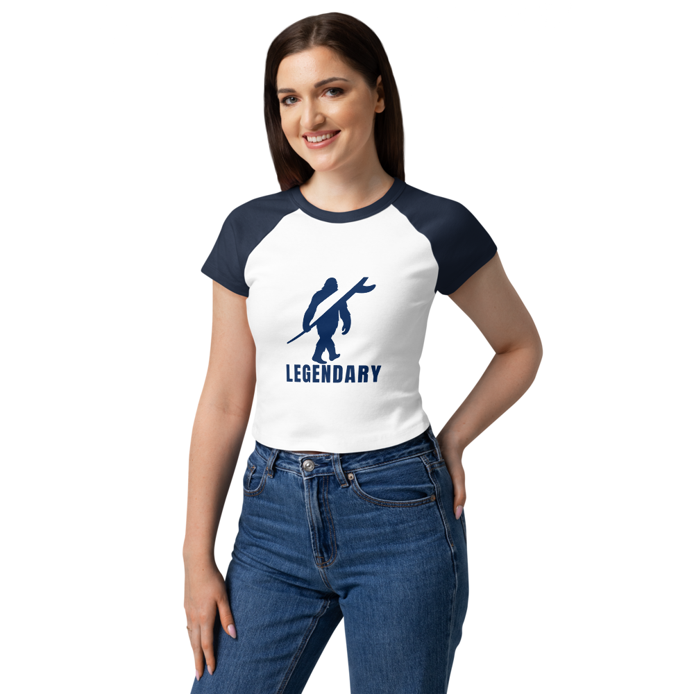 Legendary Women’s Raglan Baby Tee – Navy Blue & White